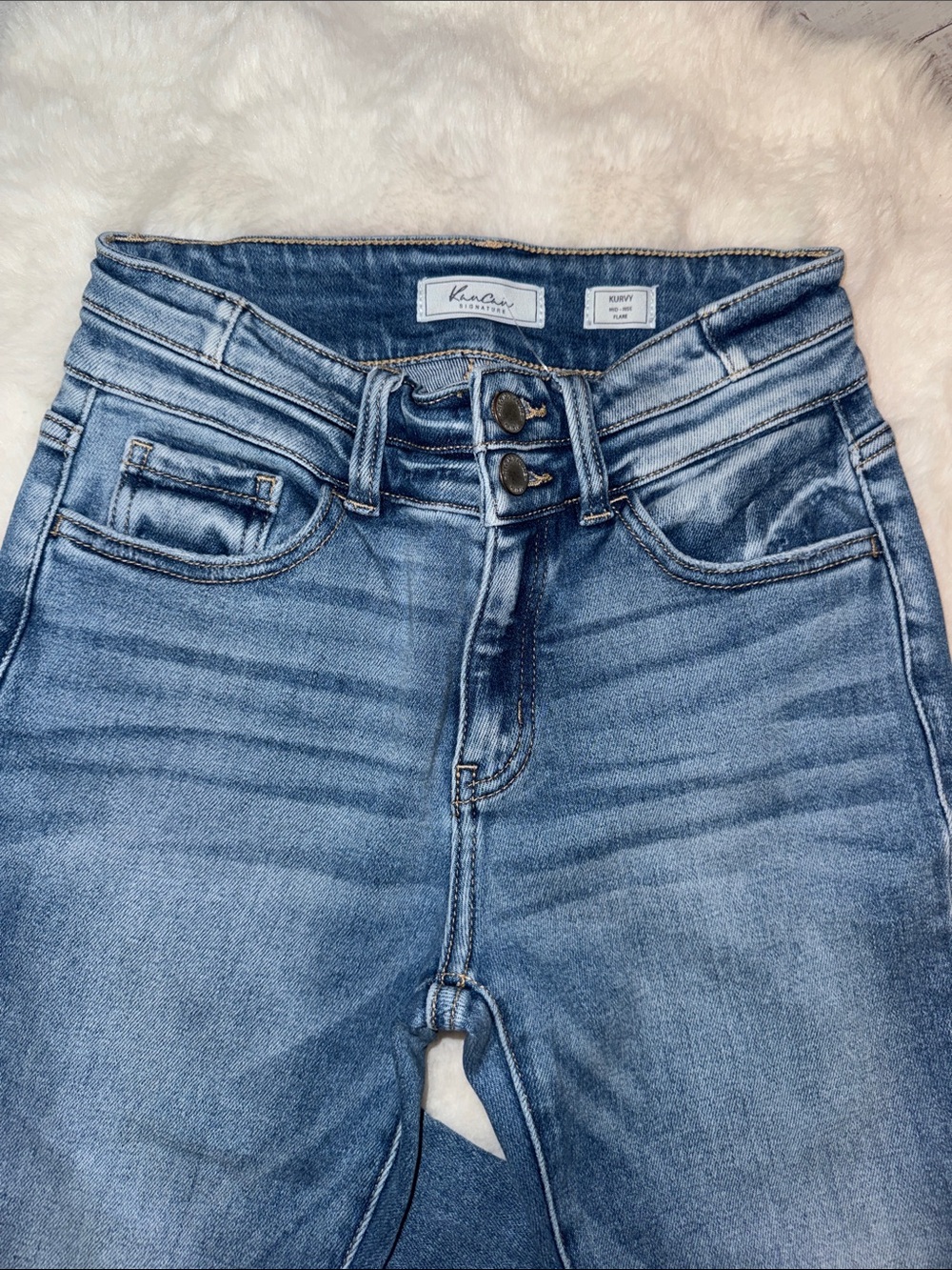 KanCan Medium Blue Distressed Wide-Leg High-Rise Jeans - Picture 2 of 10